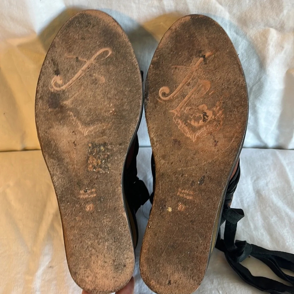 Free People Bowery Wedge Leather Suede Lace Up Tie Ankle - Picture 6 of 7